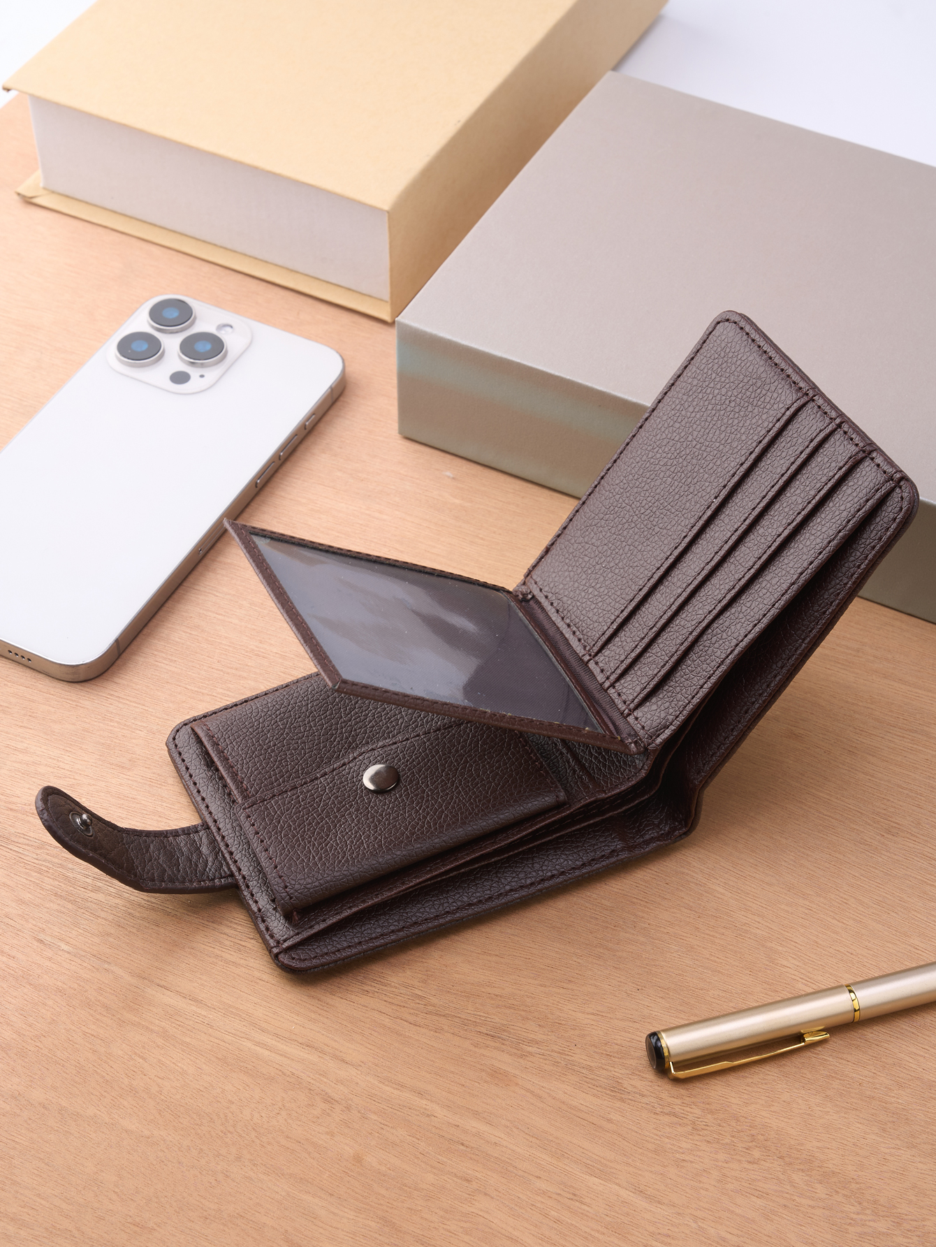 Slim Leather Zipper Wallet for Men Multi card Coin Pocket Purse