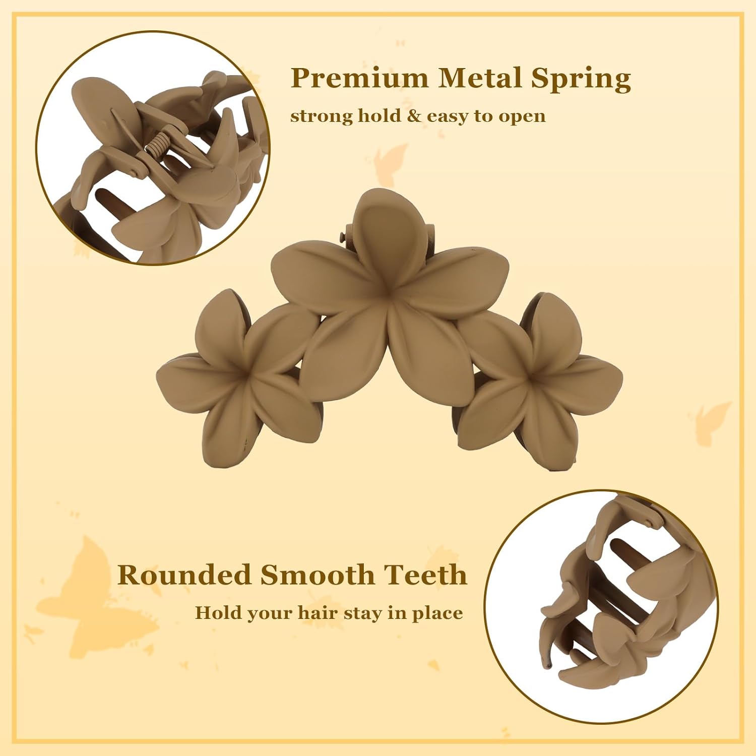 Non-slip Matte Flower Claw Hair Clip – Elegant Big Claw for Beach & Styling