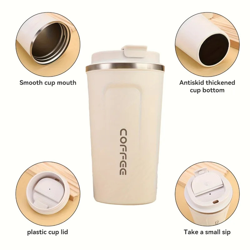 Stainless Steel Thermos Travel Cup, Durable Vacuum Insulated Coffee Mug, Leak Proof Matte Double Wall