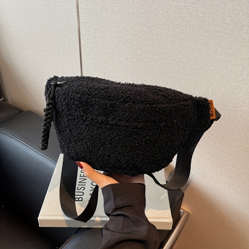 Mens & Womens Casual Plush Chest Bag Fashionable Daily Crossbody Shoulder Bag for Commuting