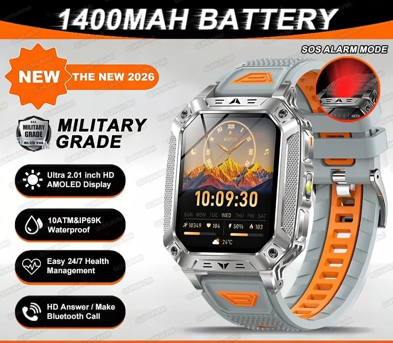TANK Ultra Military Smart Watch – 1400mAh Battery & 2.01