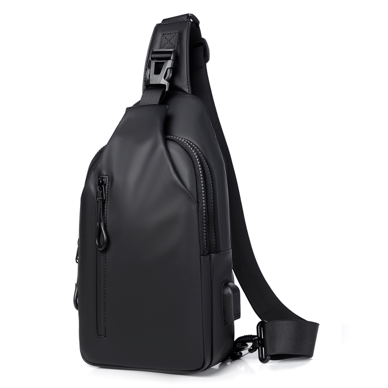 Men's cross bag with USB, multifunctional chest bag, adjustable shoulder strap, daily commuting bag