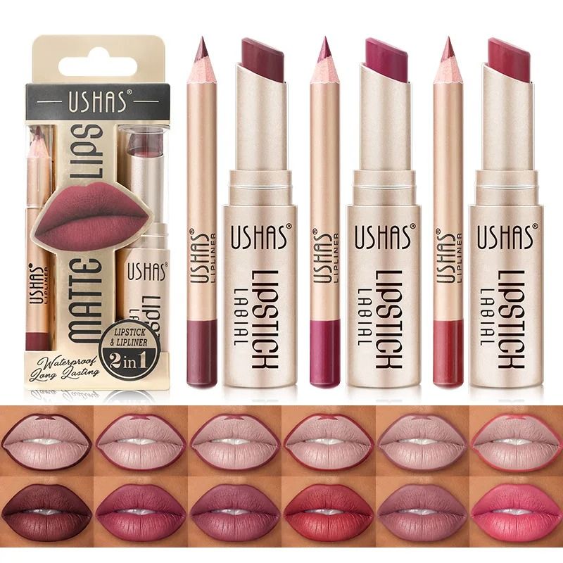 12 Color Lip Liner and Matte Lipstick Set for Smooth Long Lasting Color