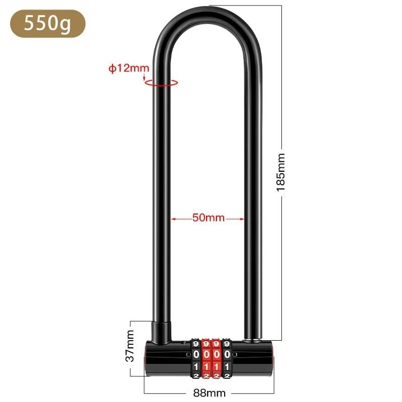 Extended U-Shaped Anti-Theft Combination Lock