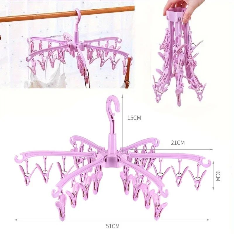 Folding Sock Drying Rack with 24 Clips