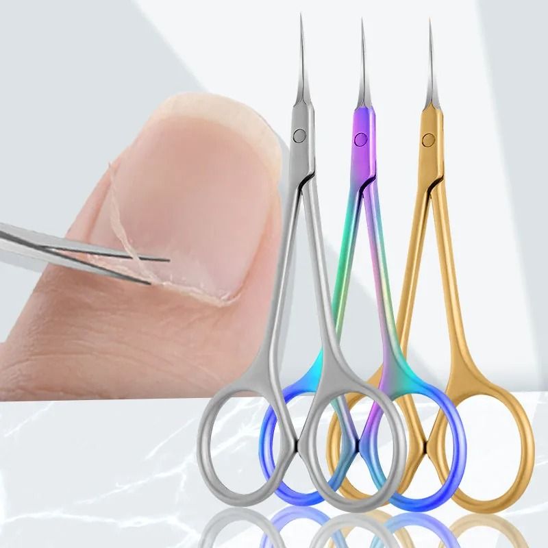 Stainless Steel Cuticle Scissors Dead Skin Remover Nail Art Clippers Curved Tip