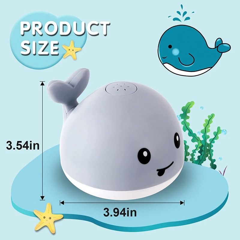 Rechargeable Baby Bath Toy Light Up Whale Water Spray