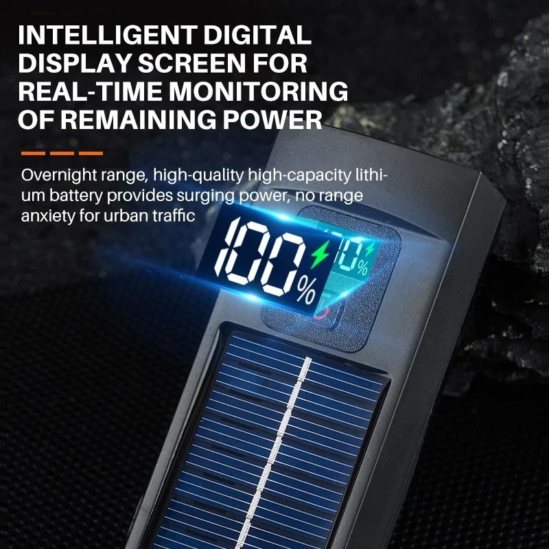 Multi Function Bicycle Headlight with Solar Charging and Digital Display