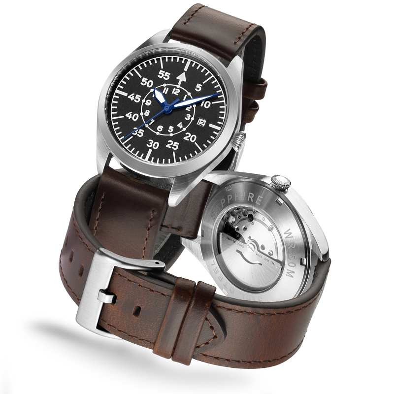 Pilot Watch Aviator Automatic Mechanical Wristwatch Luxury Stainless Steel Field Watch