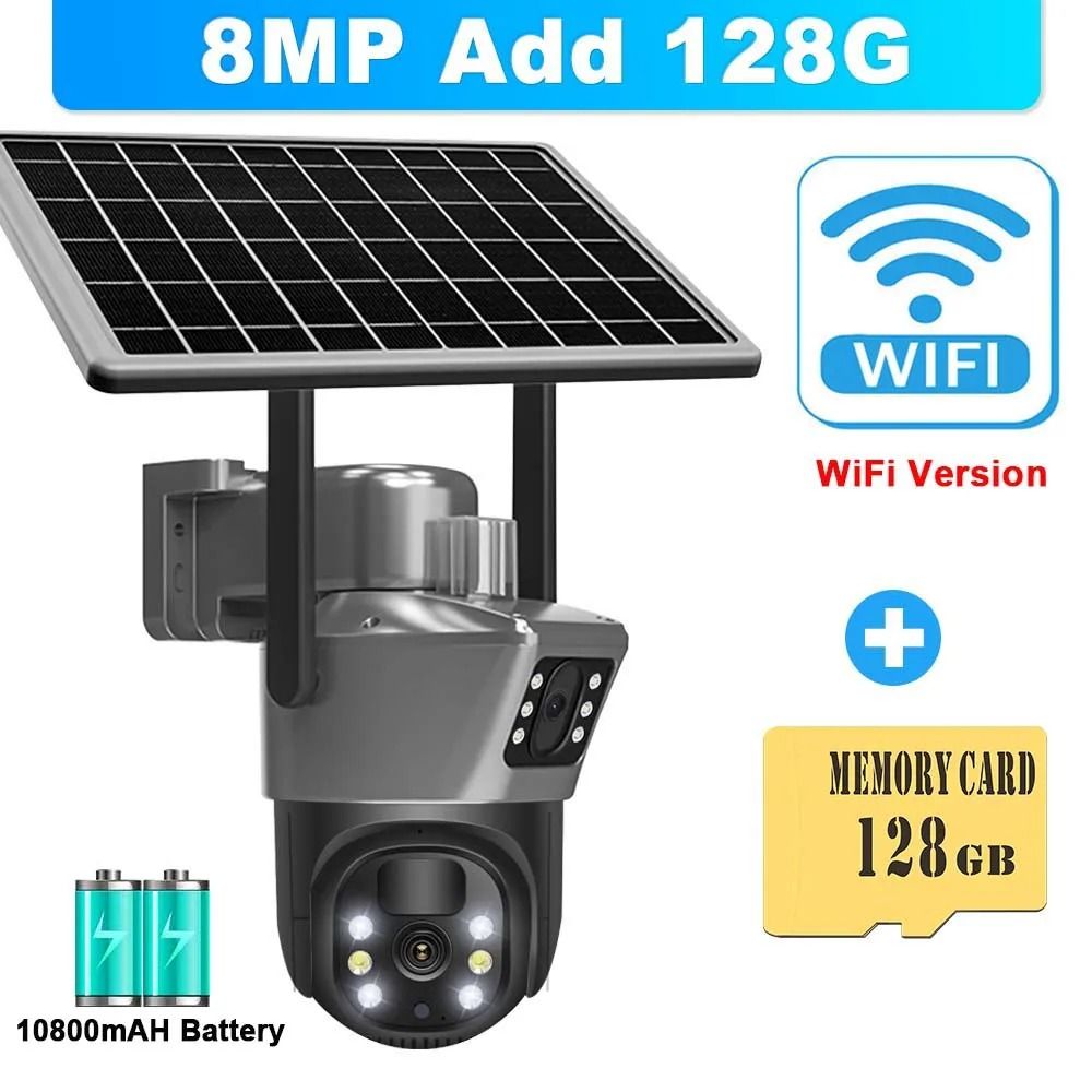 8MP 4K WiFi Dual Lens Solar Security Camera