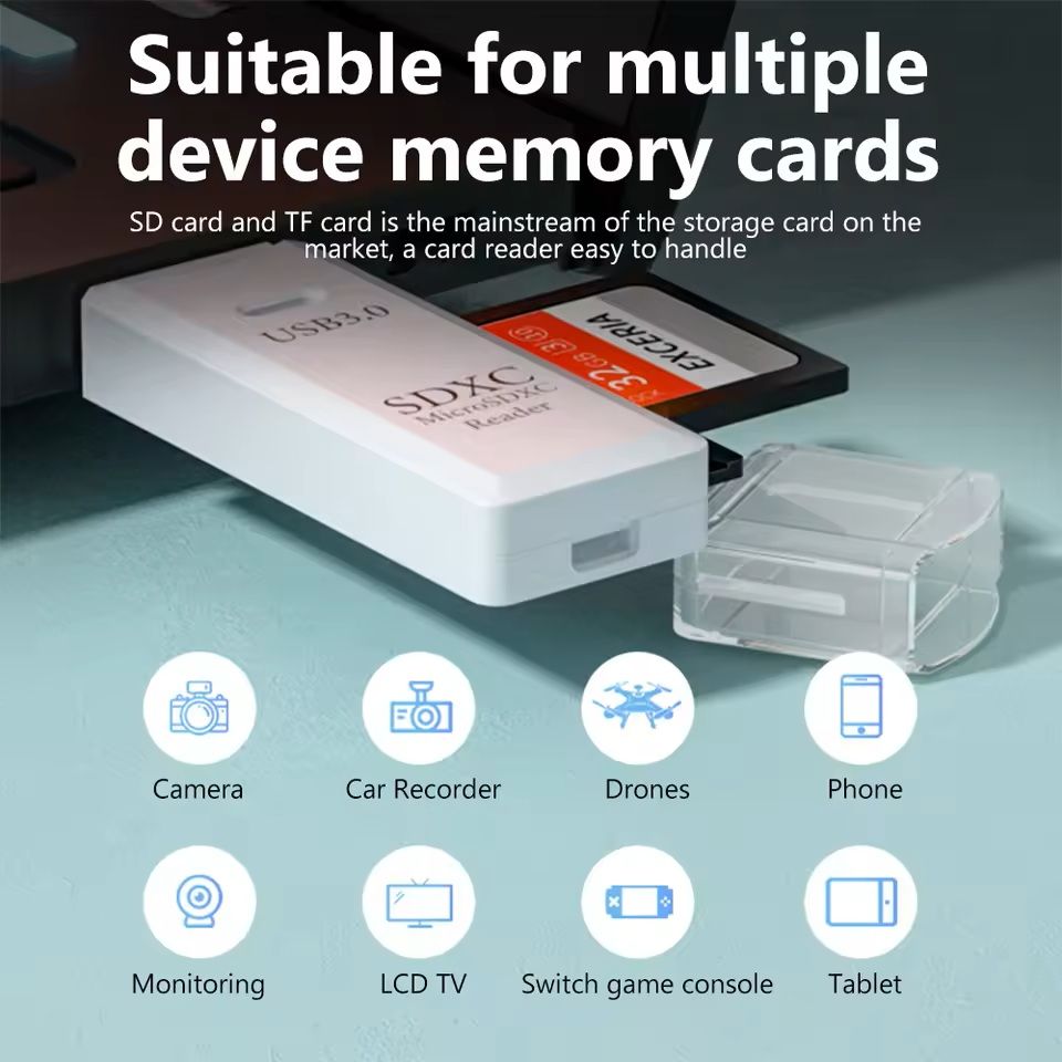 2-in-1 USB 3.0 Card Reader – High-Speed Micro SD TF Memory Card Adapter for PC and Laptop Use