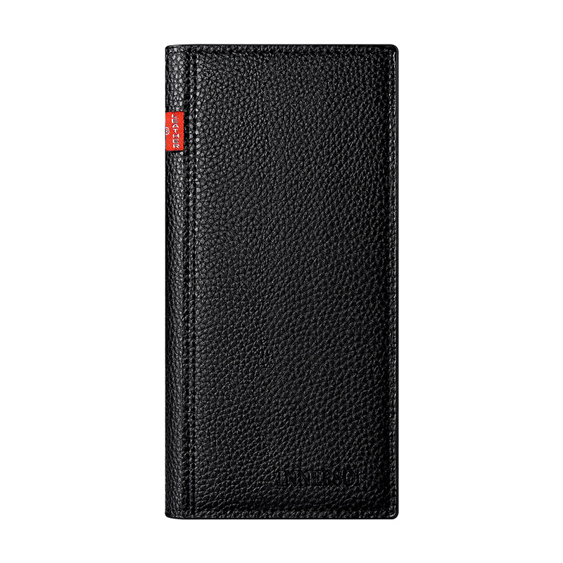 Mens Multifunctional Soft Leather Business Wallet Lychee Pattern Long Fashion Wallet