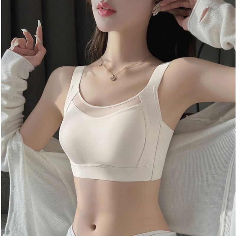 Seamless Full Cup Minimizer Bra Ultra Thin Strapless Side Control Anti-Sag Sport Bra for Women