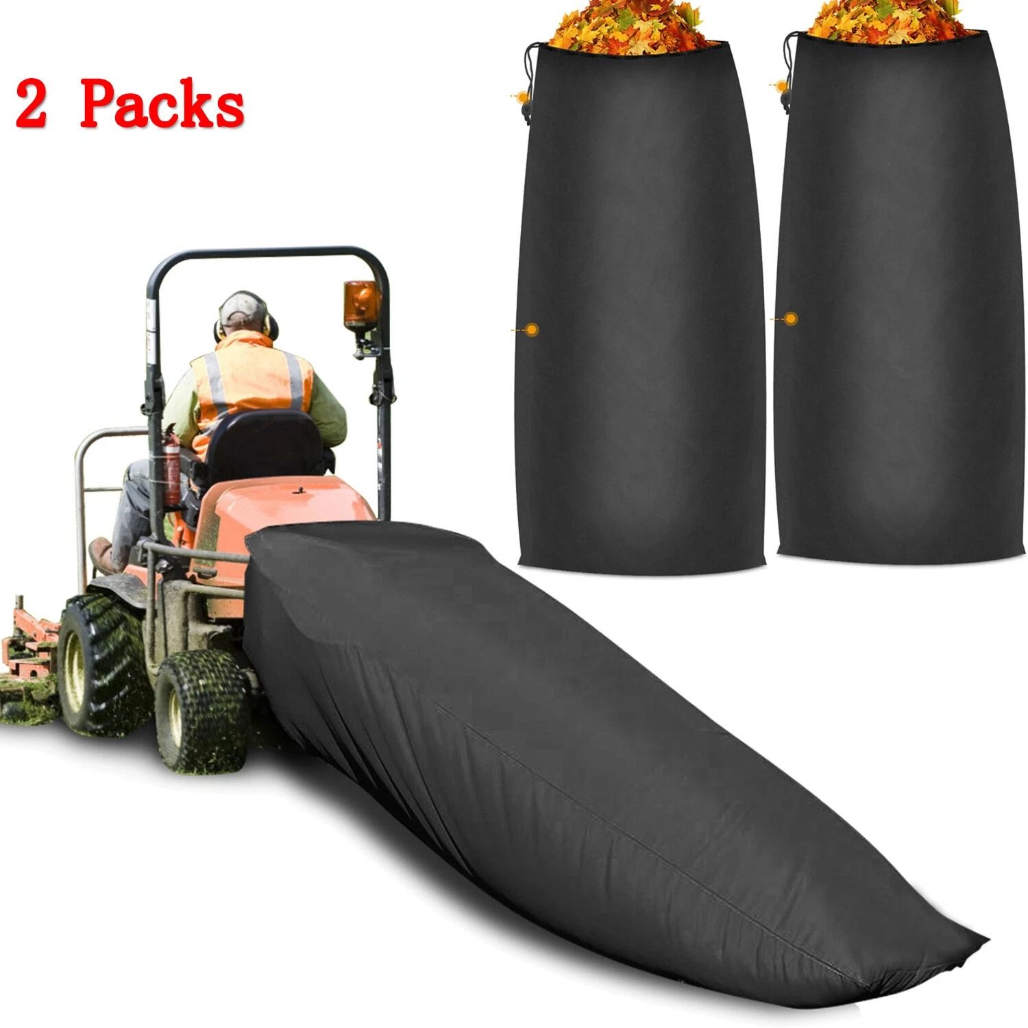 Lawn Tractor Leaf Bag, Cubic Feet Capacity, Oxford Cloth Garden Grass Bag, Heavy Duty Lawn Waste Collection for Ride-