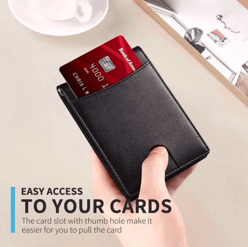 Slim RFID Blocking Mens Wallet Leather Money Clip Minimalist Front Pocket Card Holder