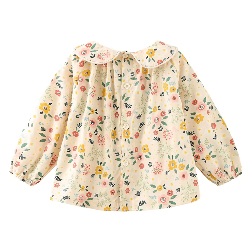 Floral Girls Petal Collar Blouse Long Sleeve Baby Girl Floral Shirt