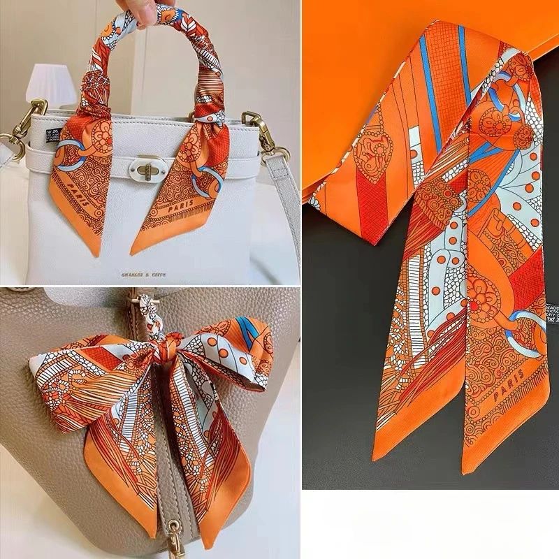 Retro Printed Imitation Silk Long Scarf