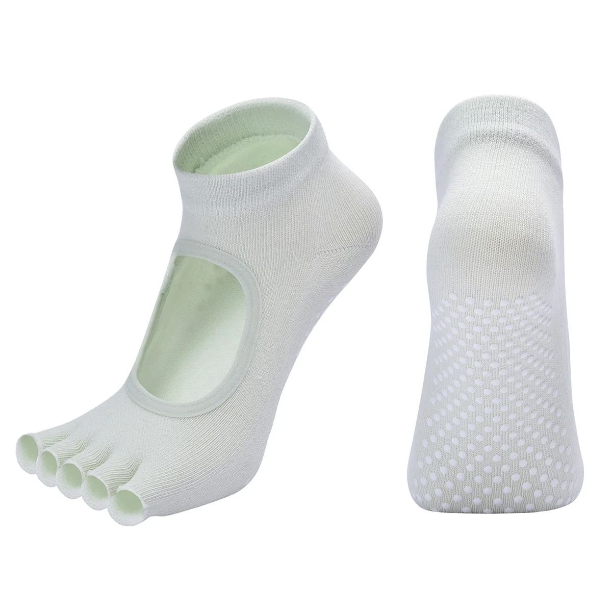 Women Cotton Yoga Backless Five Toe Socks Anti Slip Silicone Pilates Gym Ballet Dance Socks