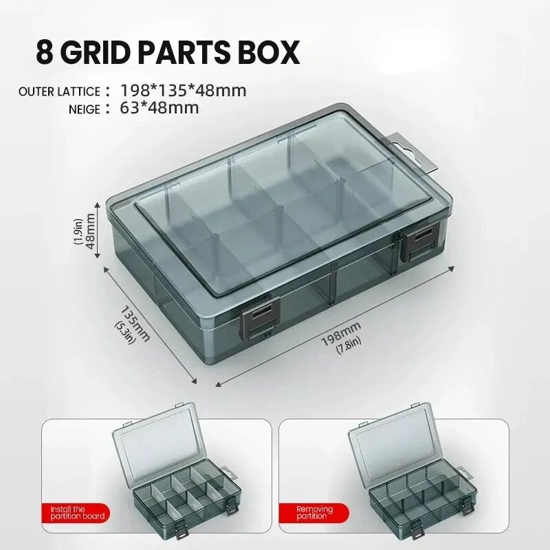 Plastic Tool Parts Organizer Box with Thickened Grid Compartments – Screw Storage Case for Drill Bits & Electronic