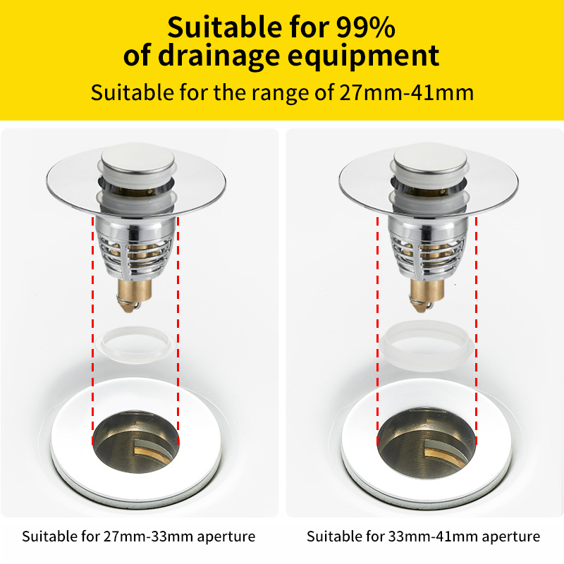 Universal Pop Up Sink Drain Stopper Leak Proof Bathroom Plug