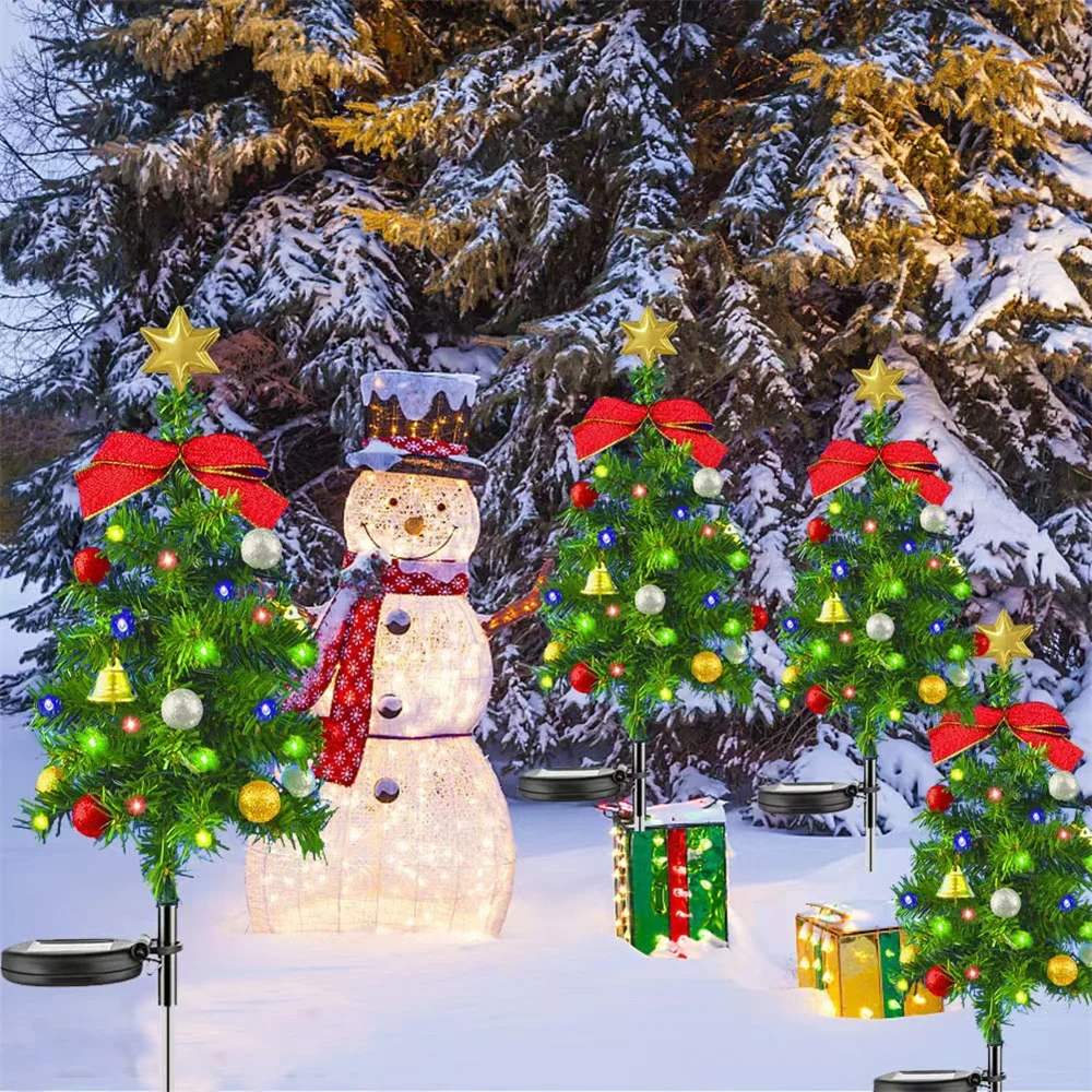 Christmas Tree Solar Lights Outdoor Waterproof LED Garden Lawn Landscape Festive Decorative Floor Lights Christmas Decor