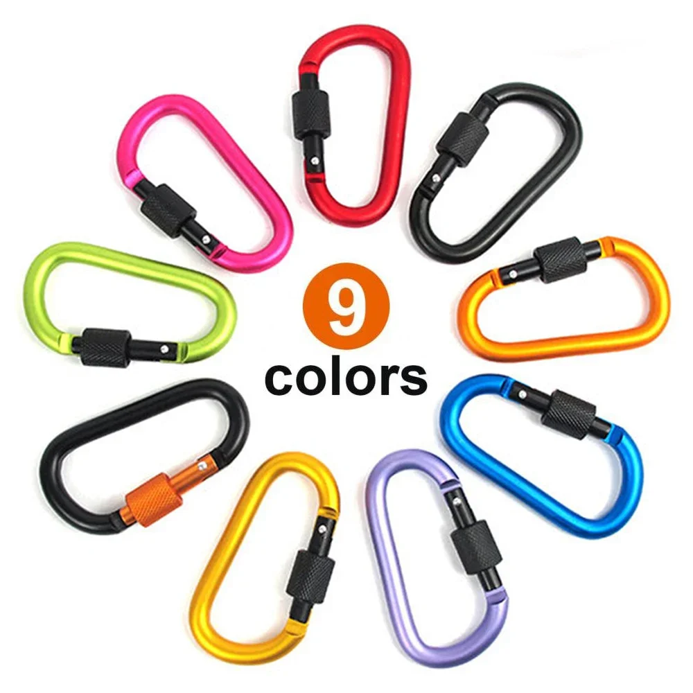 Lightweight Aluminum Carabiner Clip D Ring Keychain for Travel and Camping