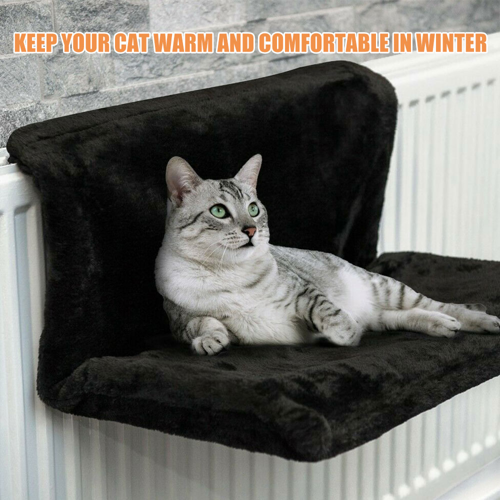 Cat Radiator Bed with Warm Fleece Hammock, Comfortable Pet Hanging Cradle with Metal Iron Frame for Cats