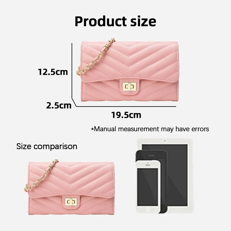 Fashionable V-Pattern Quilted Crossbody Chain Bag