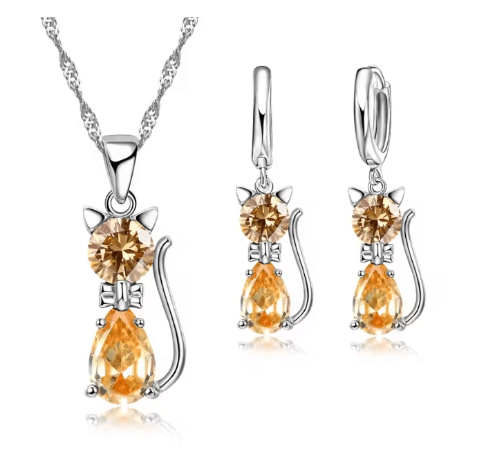 LunaSpark Cat Charm Jewelry Set