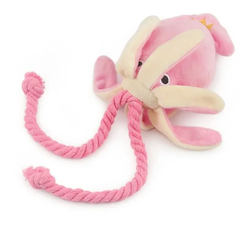 Pink Squid Puppy Chew Rope Plush Toy