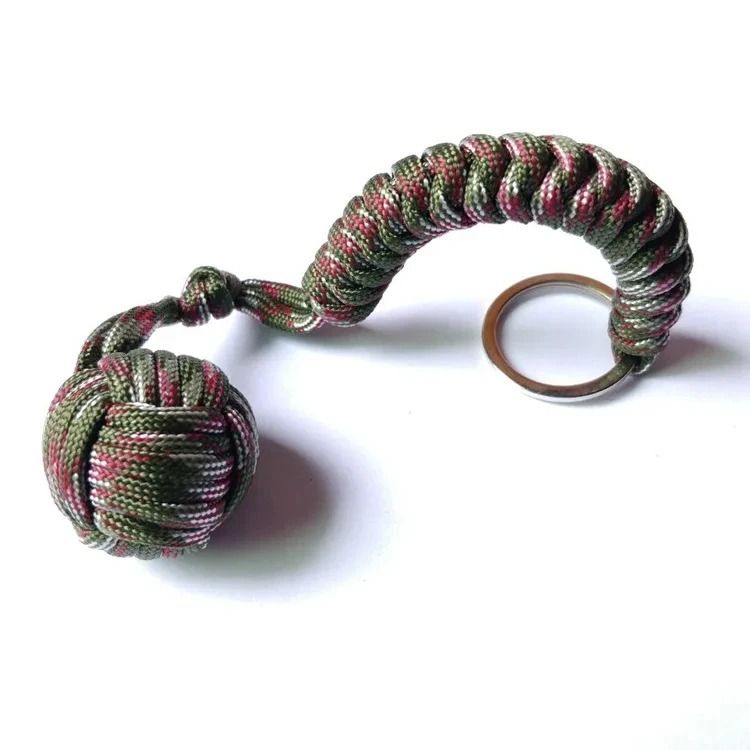 Paracord Monkey Fist Keychain Outdoor Safety Accessory with Steel Core