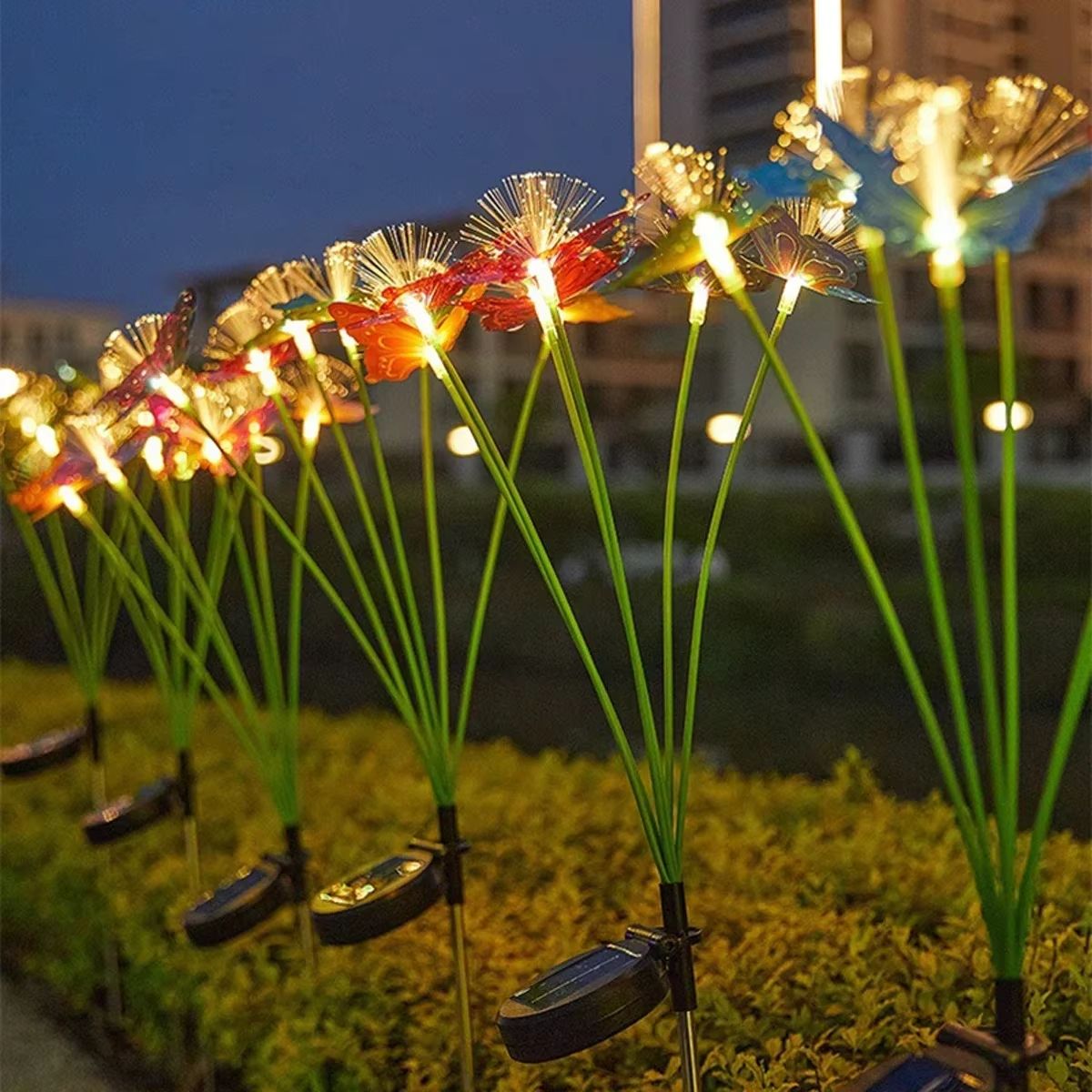 Solar Powered Butterfly Fiber Optic Garden Light with 6 Heads