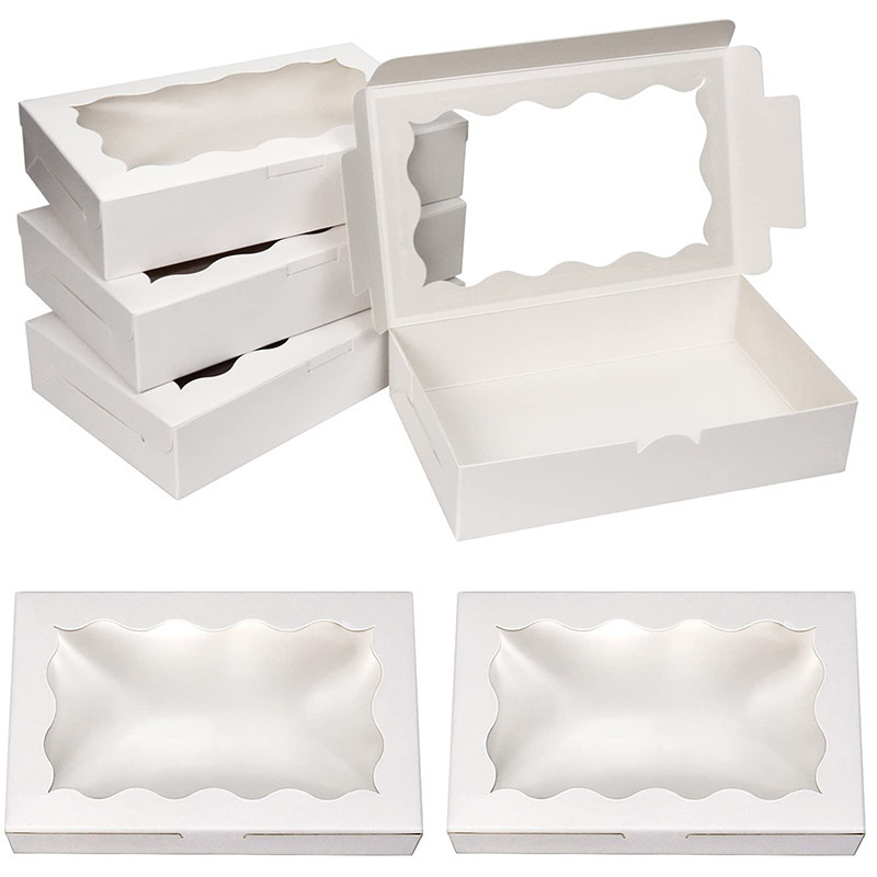 Rectangle Kraft Paper Cake Candy Boxes Open Window Wedding Jewelry Chocolate Gift Packaging Boxes Baking Party Supplies