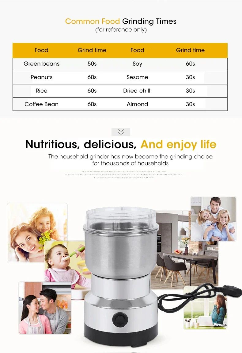 Mini Electric Grinder 300ml – Ultrafine Coffee, Spice & Baby Food Grinder