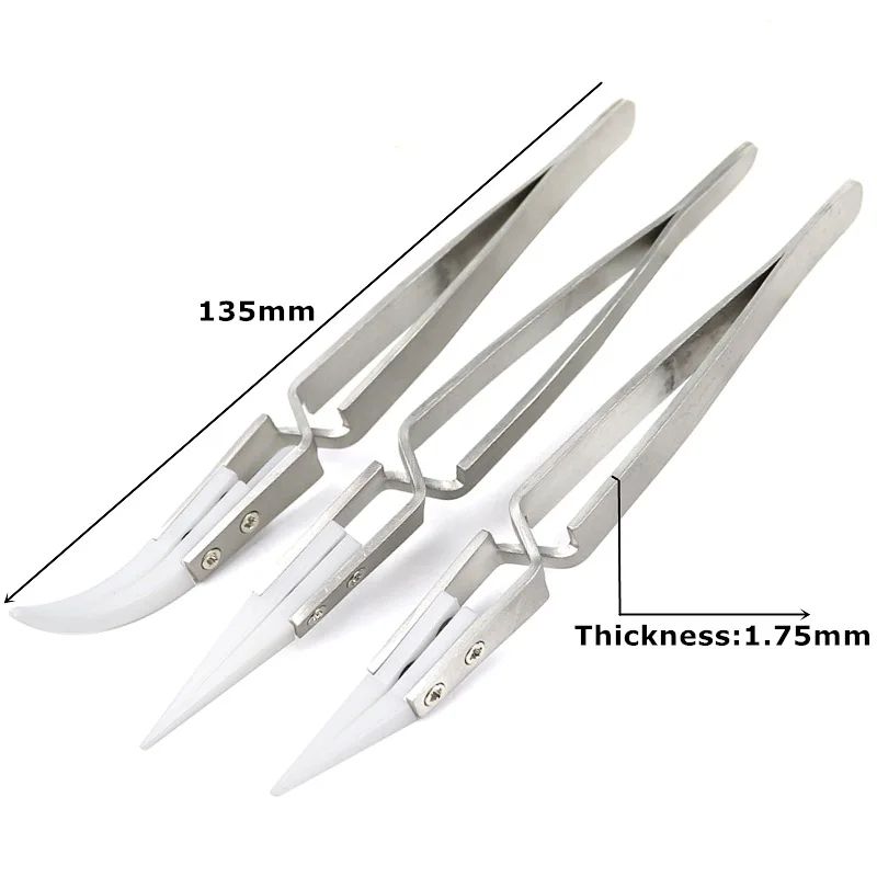 Precision Ceramic Tweezers for Electronics - Anti-Static Soldering Tweezers with Heat-Resistant Tips