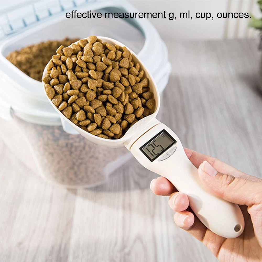 Pet Food Measuring Scoop, Electronic Dog Cat Food Measuring Cup, Digital Spoon Scale with LED Display