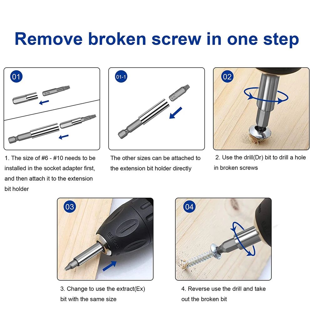 22 Pcs Screw Extractor Bit Set – Stripped Screw & Broken Bolt Remover Kit with Magnetic Holder, Easy-Out Tools