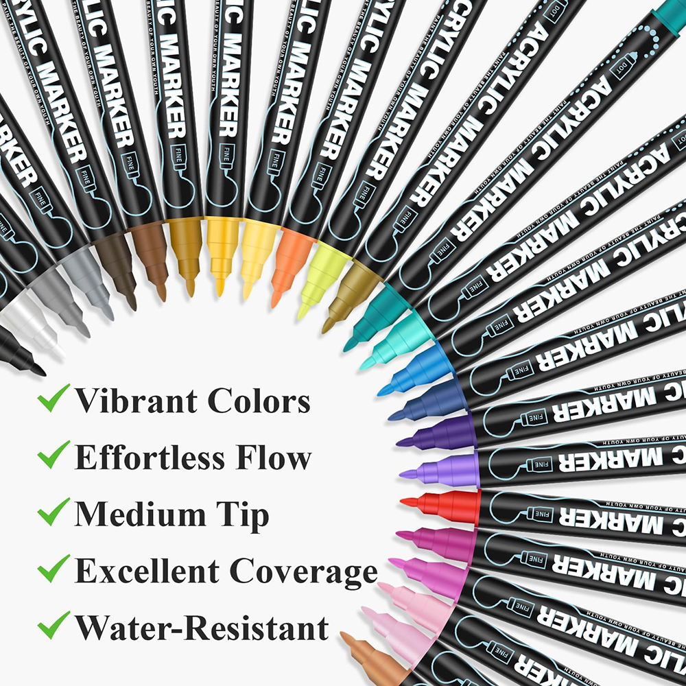 Acrylic Paint Markers Set, Dot Fine Tip Art Markers Pens, Christmas Gifts, DIY Crafts for Kids Adults, Fabric Wood Art