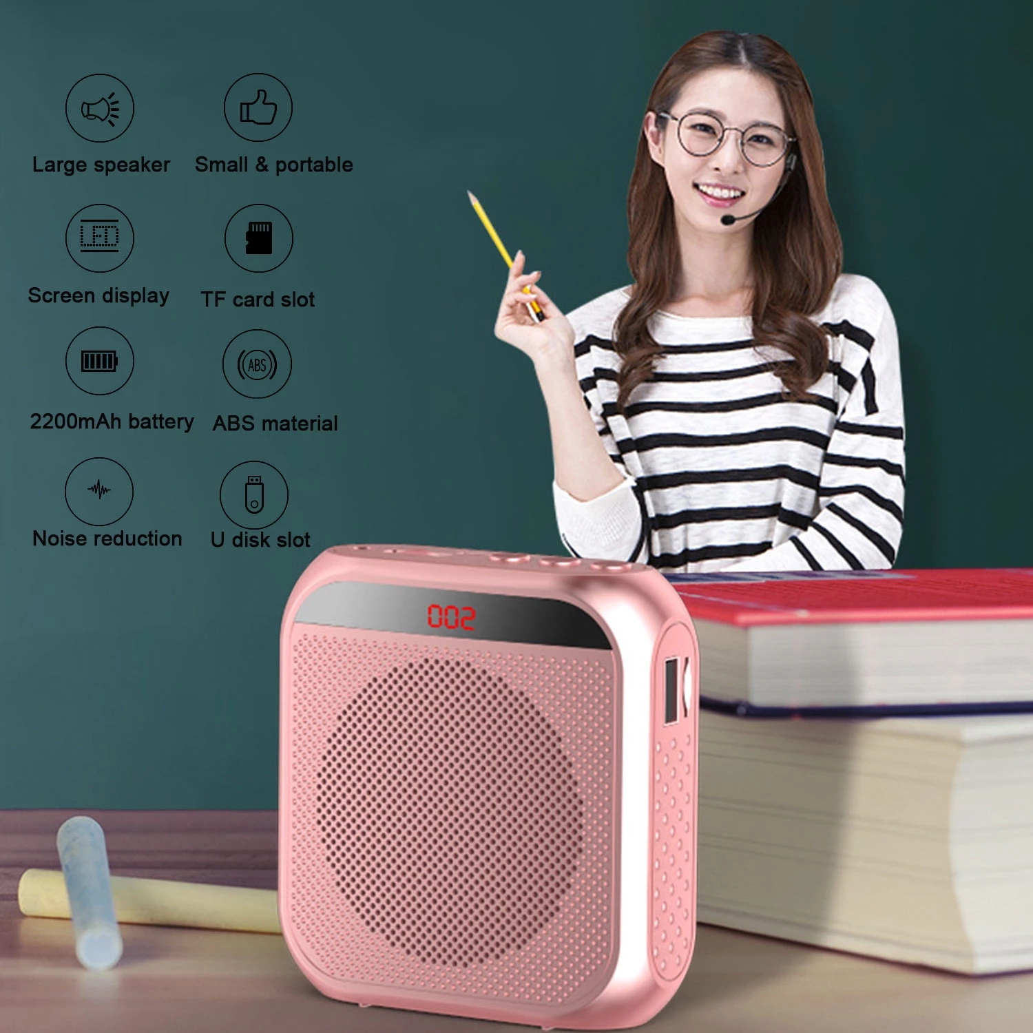 Portable Voice Amplifier with Microphone, 5W Bullhorn Megaphone for Teachers, Tour Guides & Public Speaking