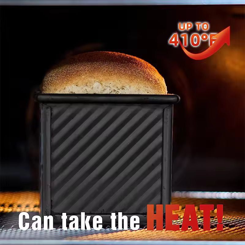 LMETJMA Premium Carbon Steel Pullman Loaf Pan – 1 lb Non-Stick Bread & Toast Mold with Lid