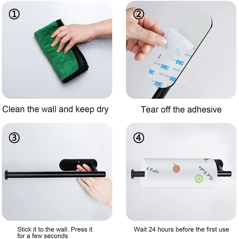 No Punching Stainless Steel Toilet Paper Holder Self Adhesive Bathroom & Kitchen Roll Holder