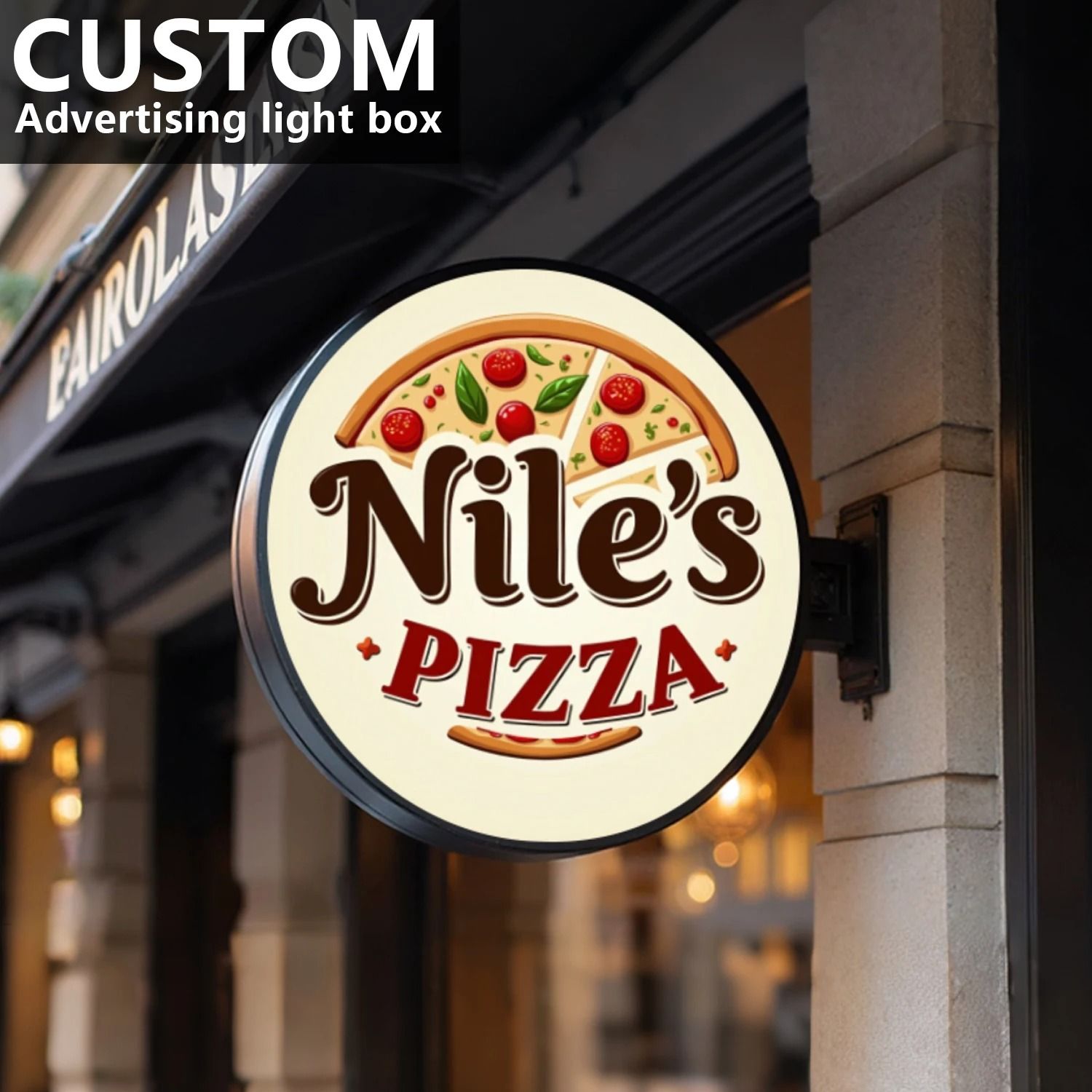 Custom Round LED Light Box Sign Double-Sided Storefront Logo Display