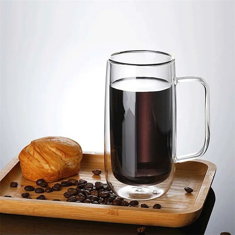 400ML Double Wall Glass Mug Drinking Glasses