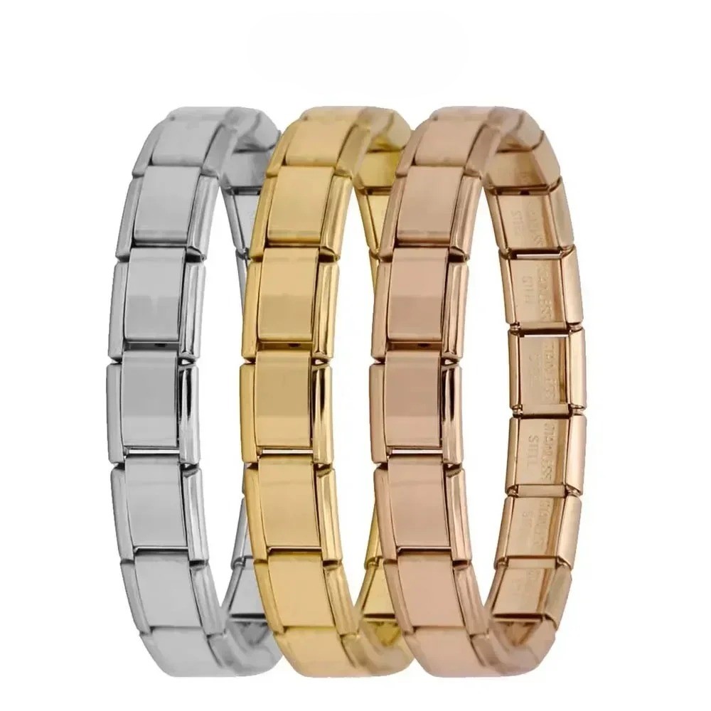 Elegant Women's Stainless Steel Charm Bracelet – 9mm Italian Elastic Bangle