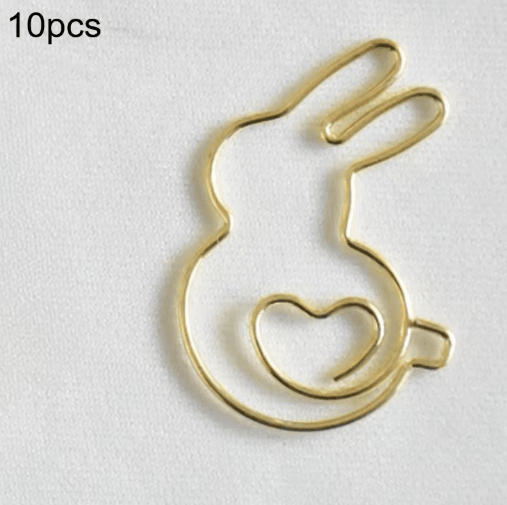 Rabbit Heart-Shaped Paper Clips (10-Pack) – Cute Bookmarks & DIY Craft Accessories