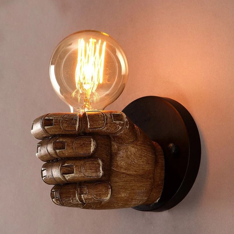 Retro Resin Hand Wall Lamp for Home and Bar Decor