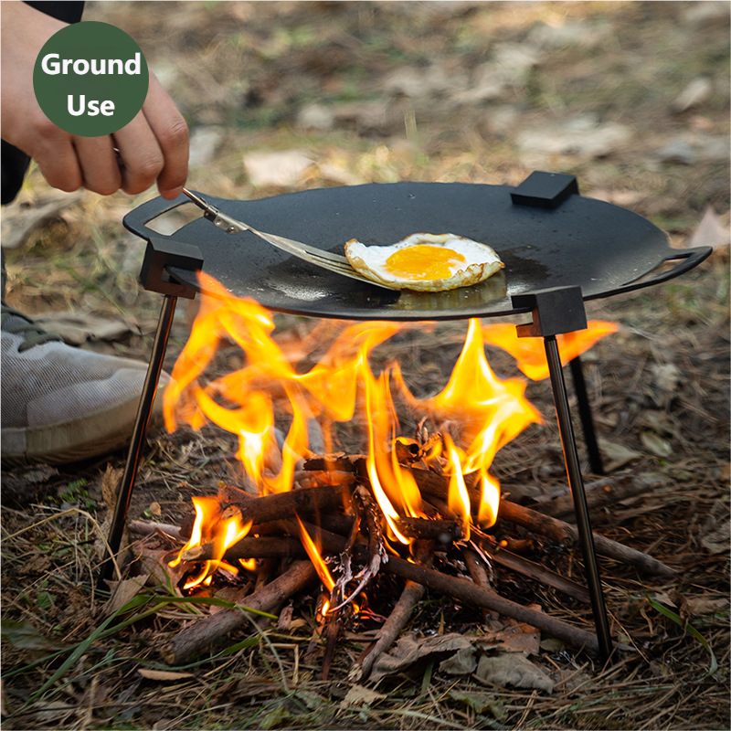 Portable BBQ Triangular Bracket Grill Pot Rack Adjustable & Detachable, Perfect for Outdoor Camping & Cooking