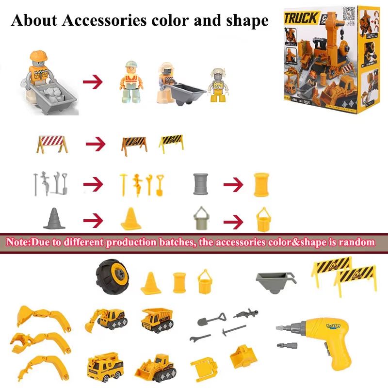 Kids Engineering Vehicle Building Set With Electric Drill And Tool Nuts