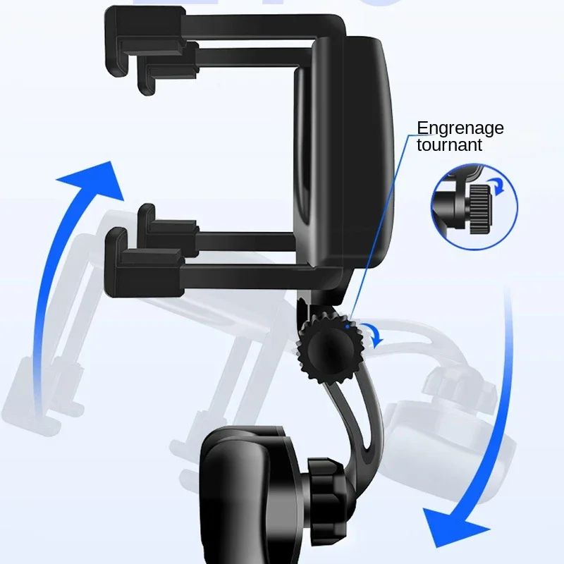 360° Rotatable Rearview Mirror Phone Holder – Foldable Adjustable Car Phone Mount for Safe GPS Navigation