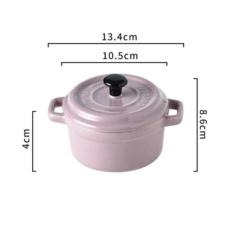 200ML Mini Ceramic Casserole Dish – Oven Safe Ramekin with Lid & Handles